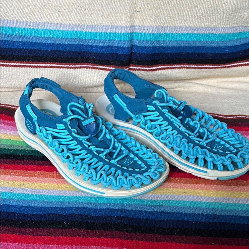 Keen Blue Sandals with Woven Design and Toe Protection